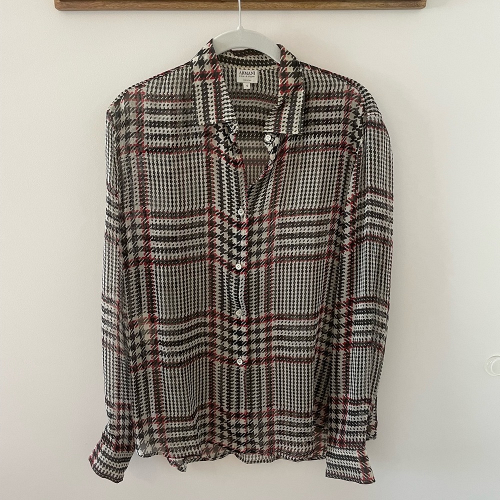 Armani Collezioni 100% sheer silk blouse, size 10